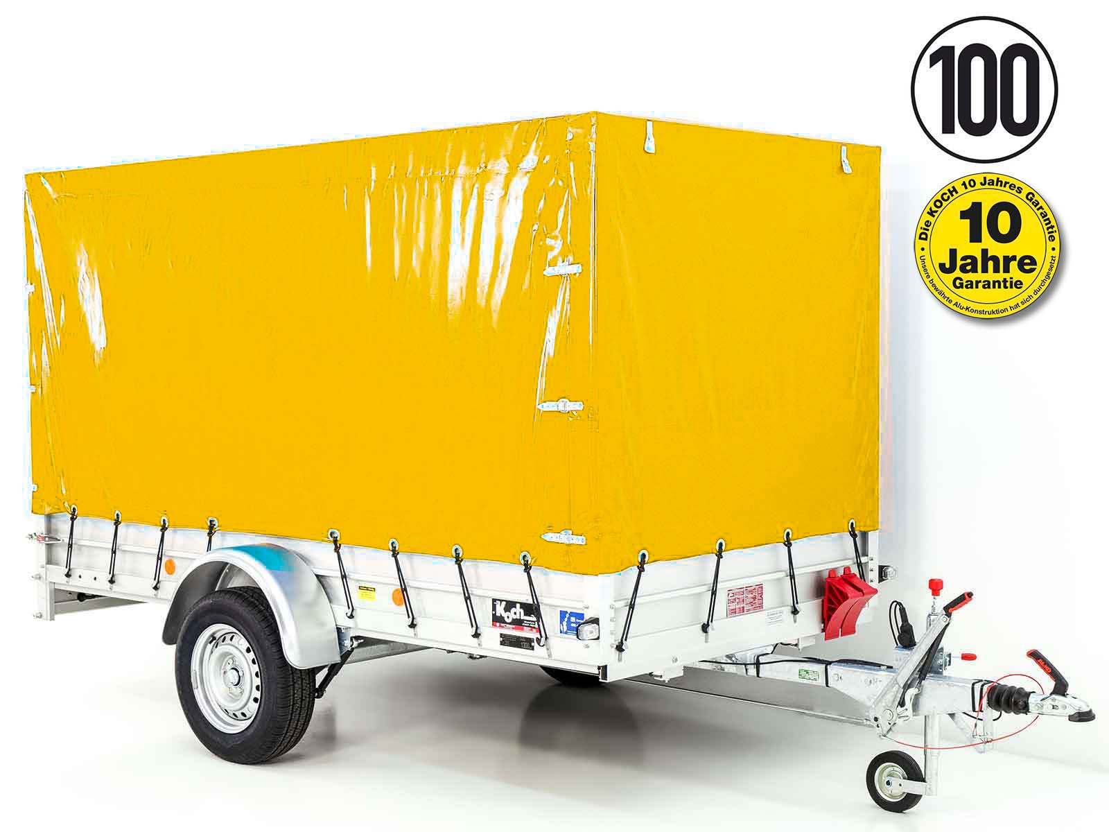 1300kg Anhänger | 150x300cm | mit Plane Gelb | Typ 7.13