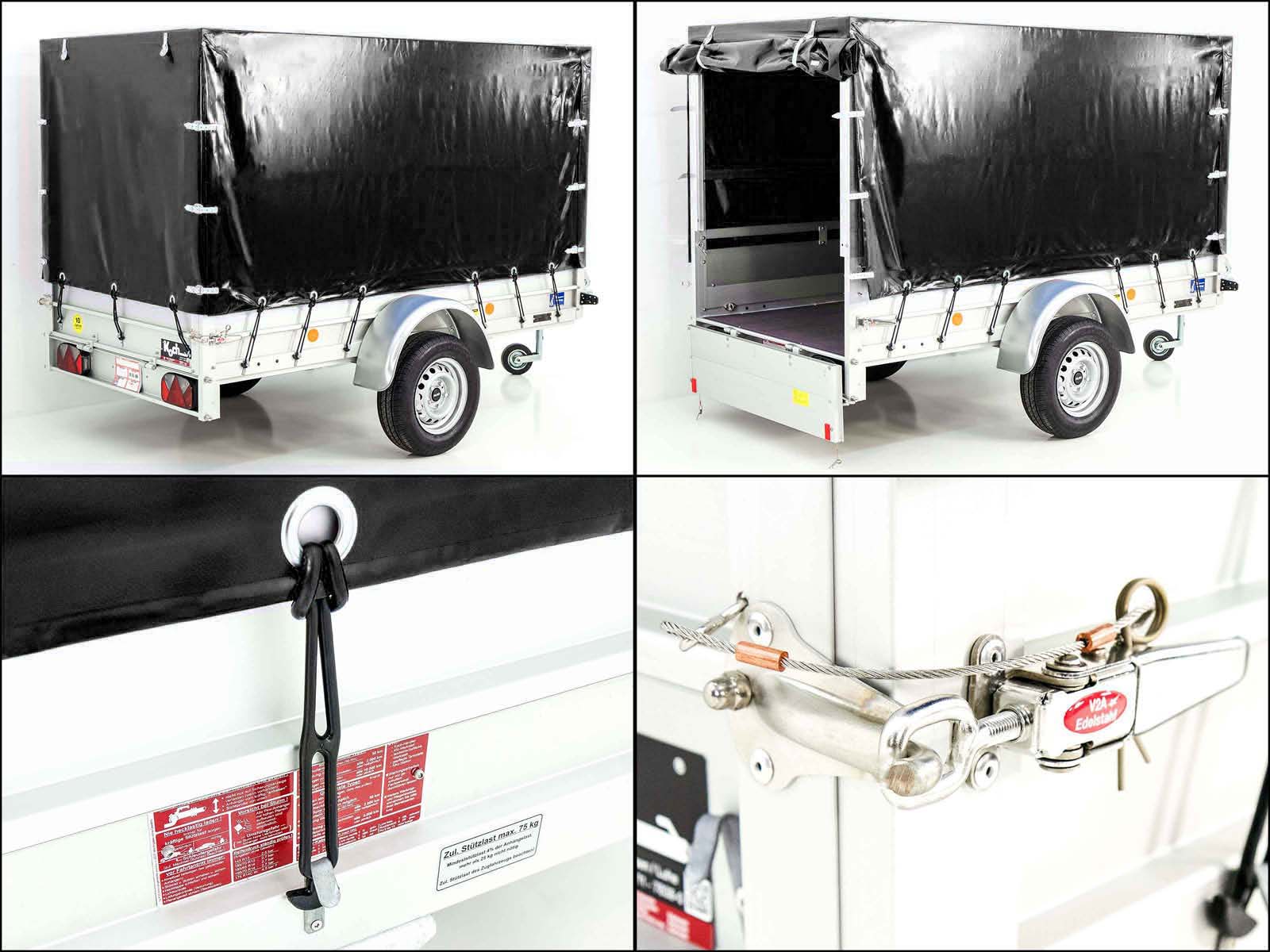 750kg Anhänger | 125x250cm | mit Plane Schwarz – Bild 4