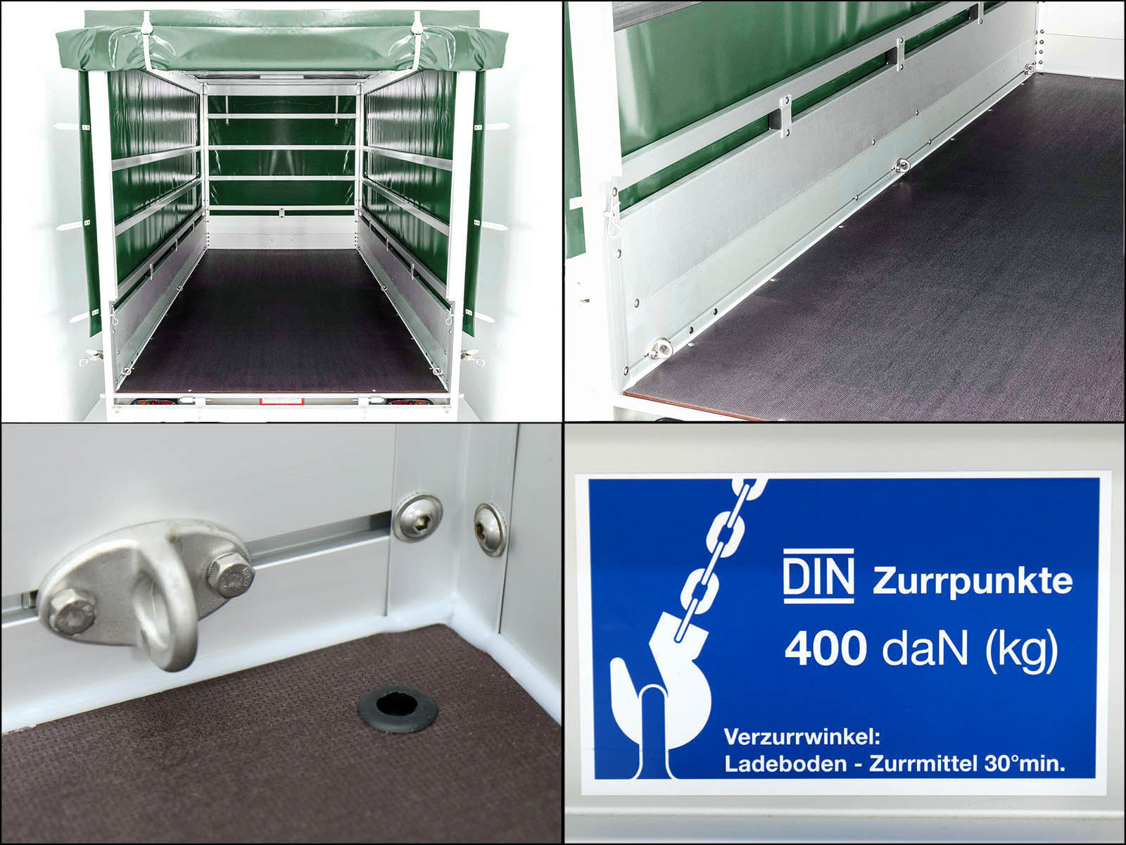 PKW-Anhänger Anhänger | 150x300cm Nutzfläche | 1300kg | mit Plane Grün | Typ 7.13 – Bild 11