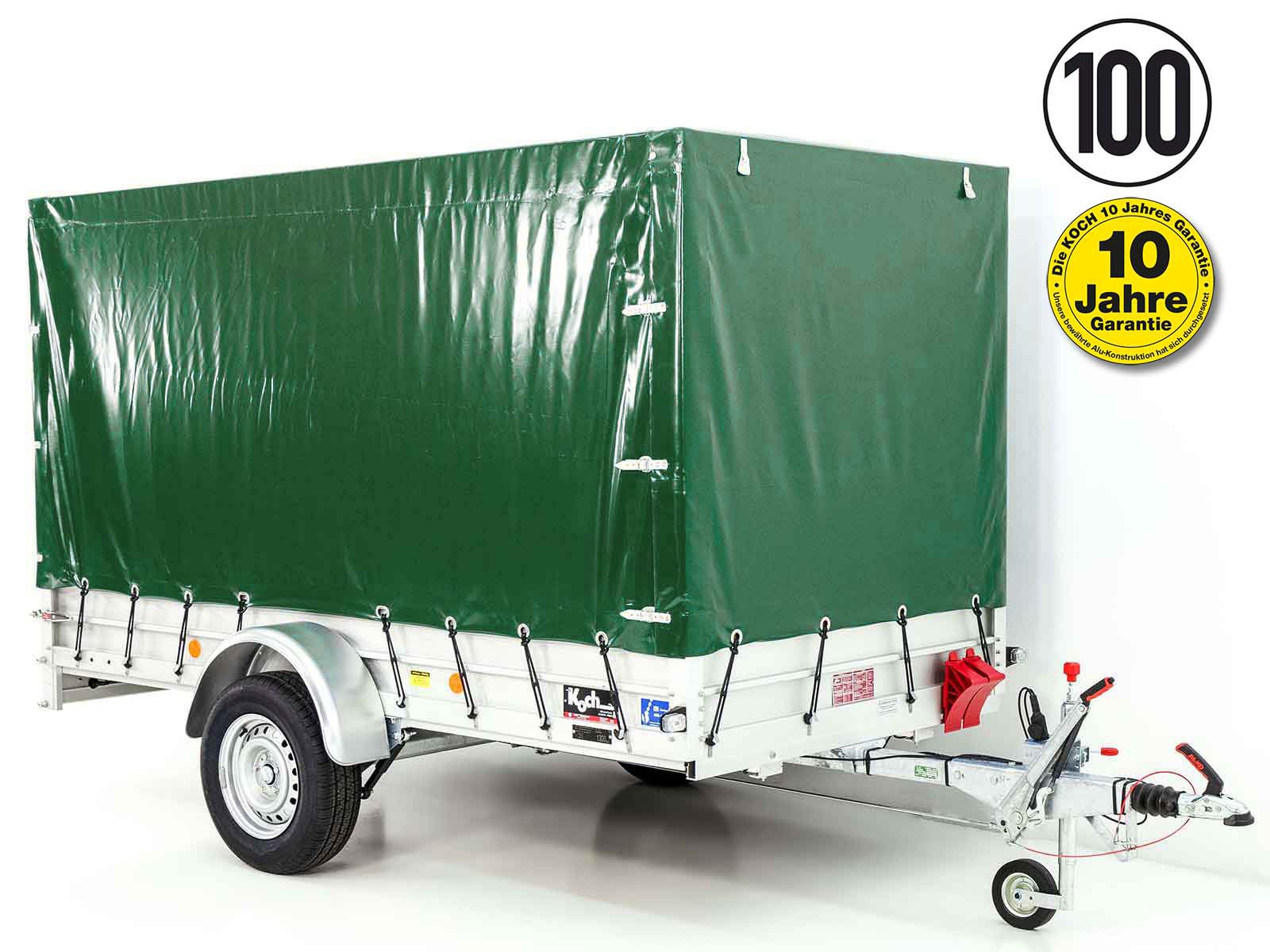 PKW-Anhänger Anhänger | 150x300cm Nutzfläche | 1300kg | mit Plane Grün | Typ 7.13