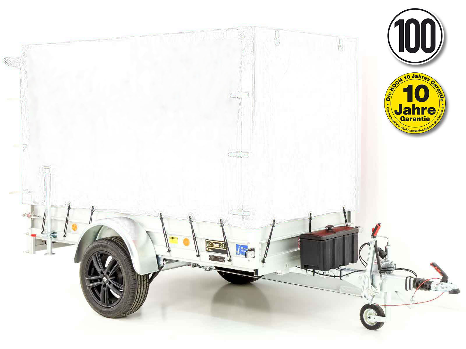 Anhänger Typ 4.13 | Abmessungen 125x250cm | 1300kg | Hochplane 160cm Weiß | Neufahrzeug